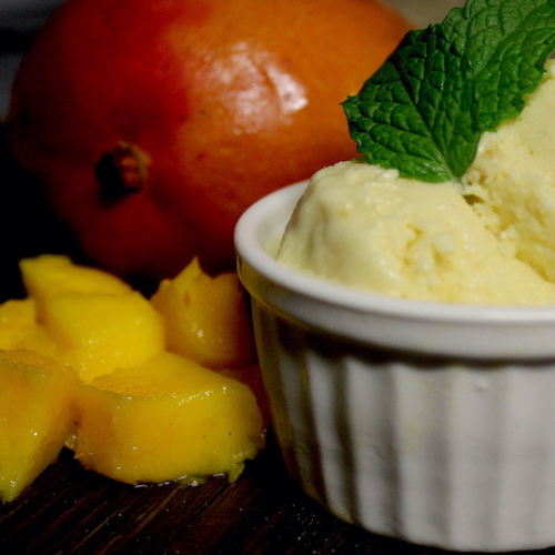 mango mint ice cream with text and logo