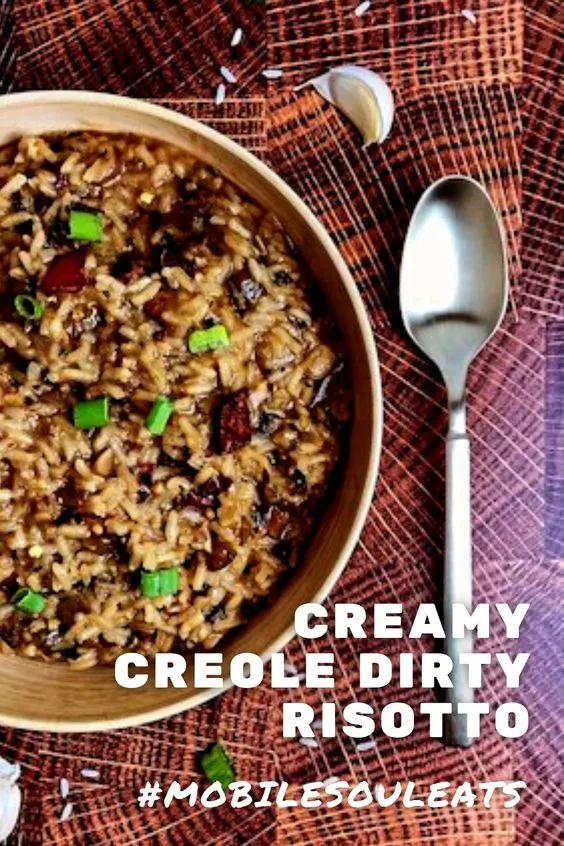 creamy creole dirty risotto pinterest image