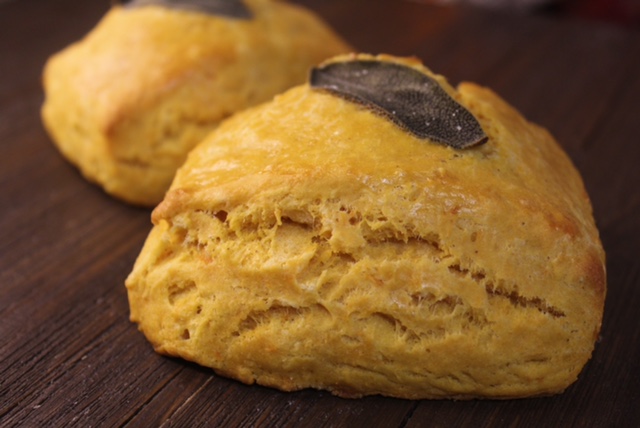 Sweet potato and sage biscuit close up