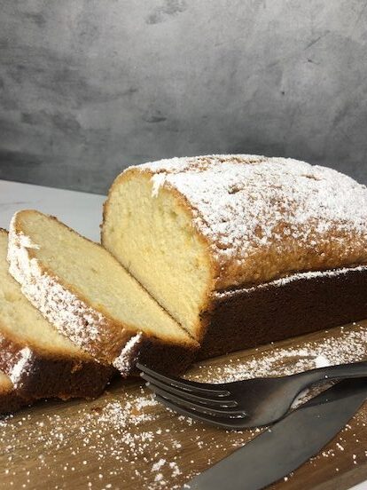 pound cake sliced from the side