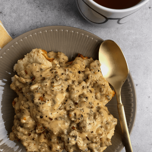 Homemade Sausage Gravy (with Biscuits)