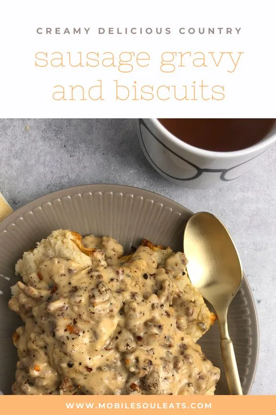 sausage gravy with biscuits pinterest image