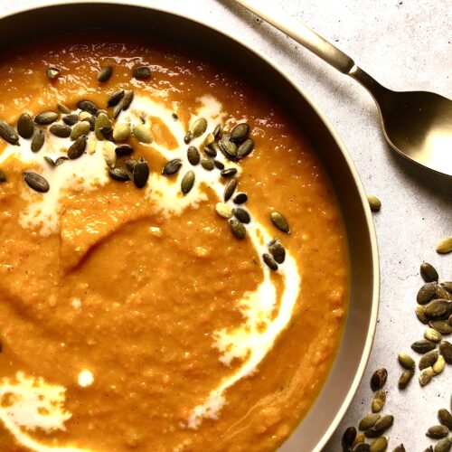 butternut squash soup with pepitas