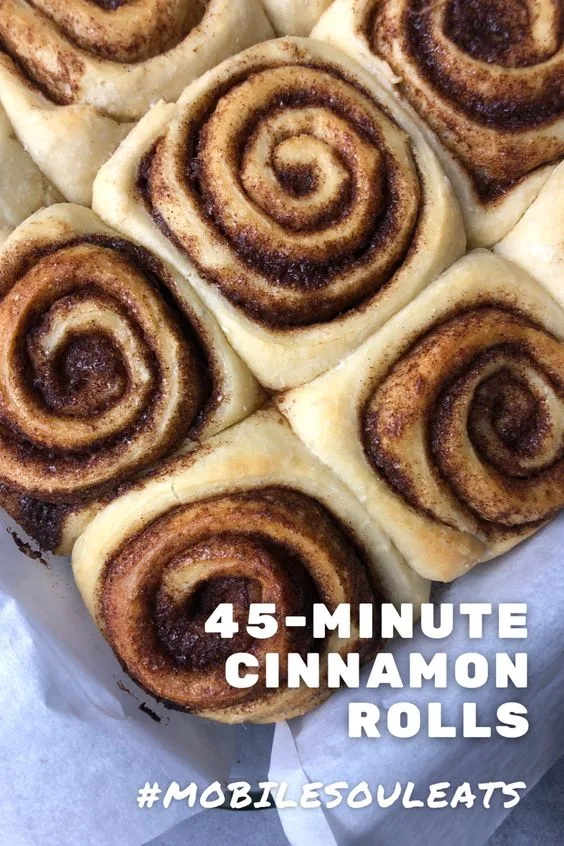 pinterest image for 45-minute cinnamon rolls