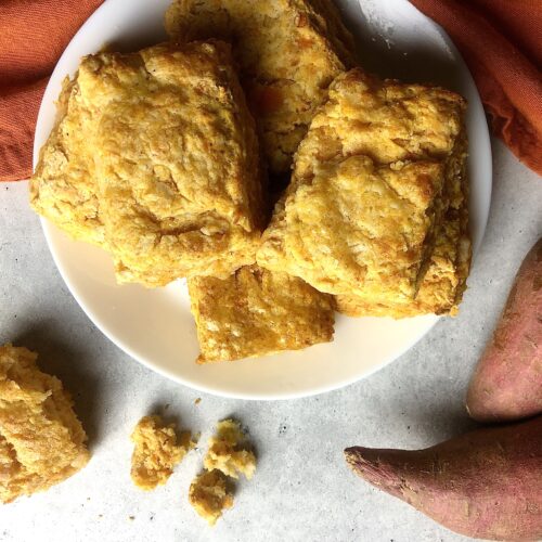 plate of sweet potato biscuits