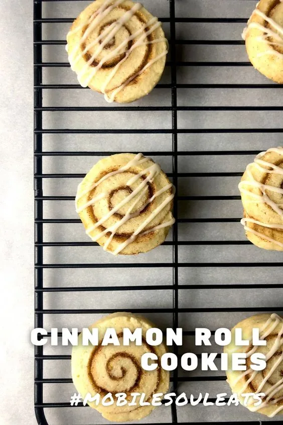 pinterest image for cinnamon roll cookies