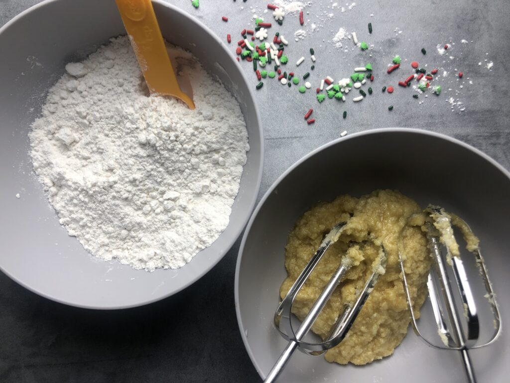 ingredients for making drop sugar cookie dough