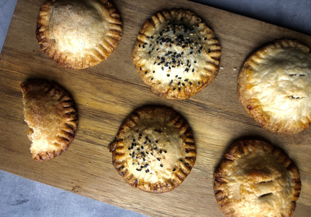 Overhead shot of finished sweet potato hand pies