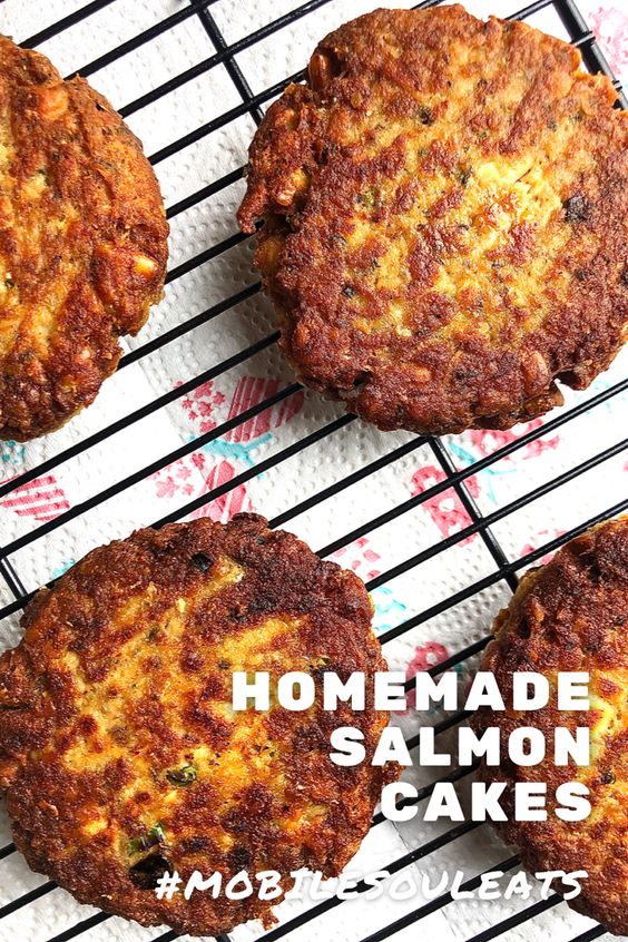 salmon cakes on wire rack