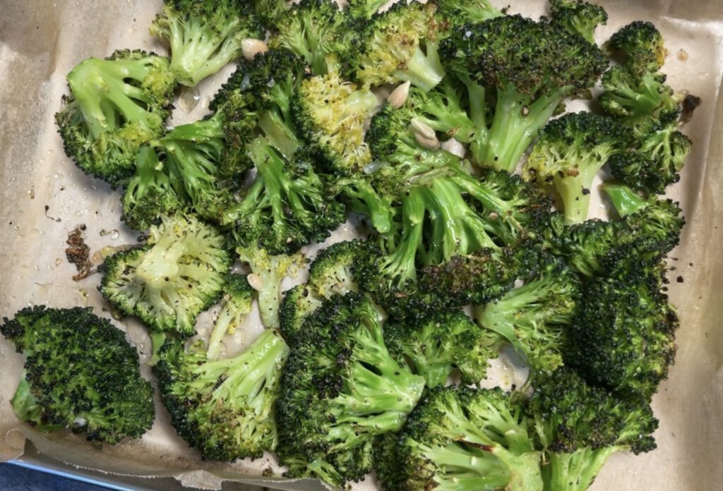 parmesan broccoli with lemon juice to finish