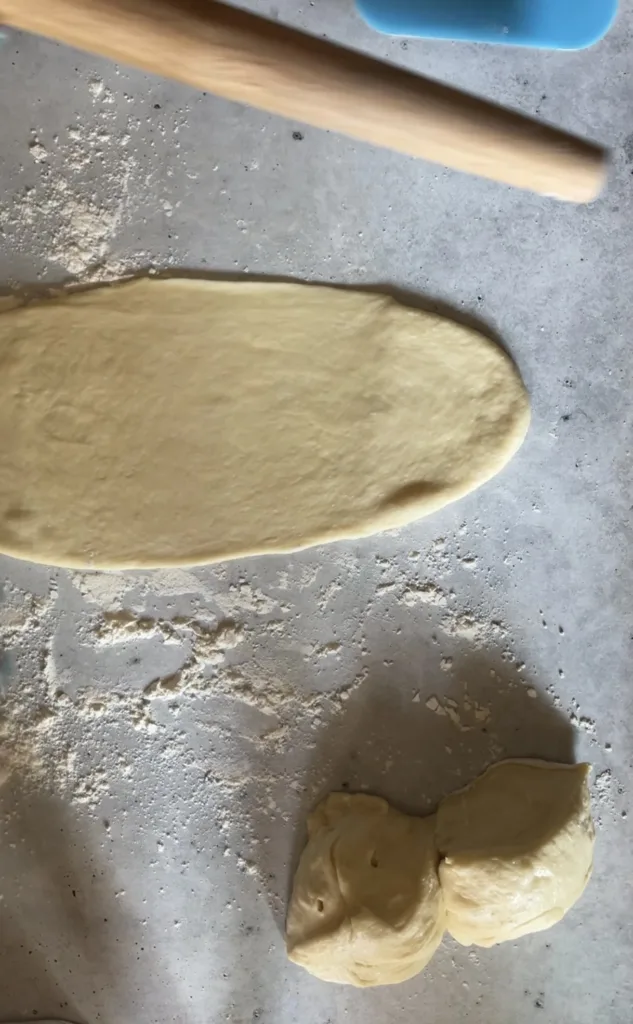milk bread dough before rolling
