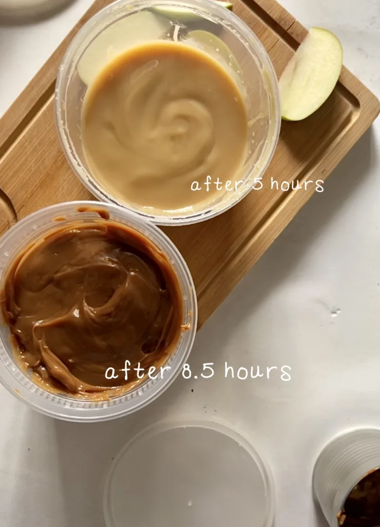 crockpot caramel results based on cook time