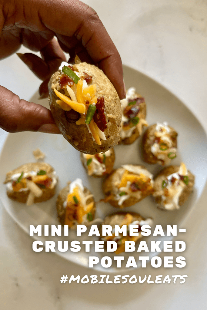 mini parmesan crusted baked potatoes pinterest image