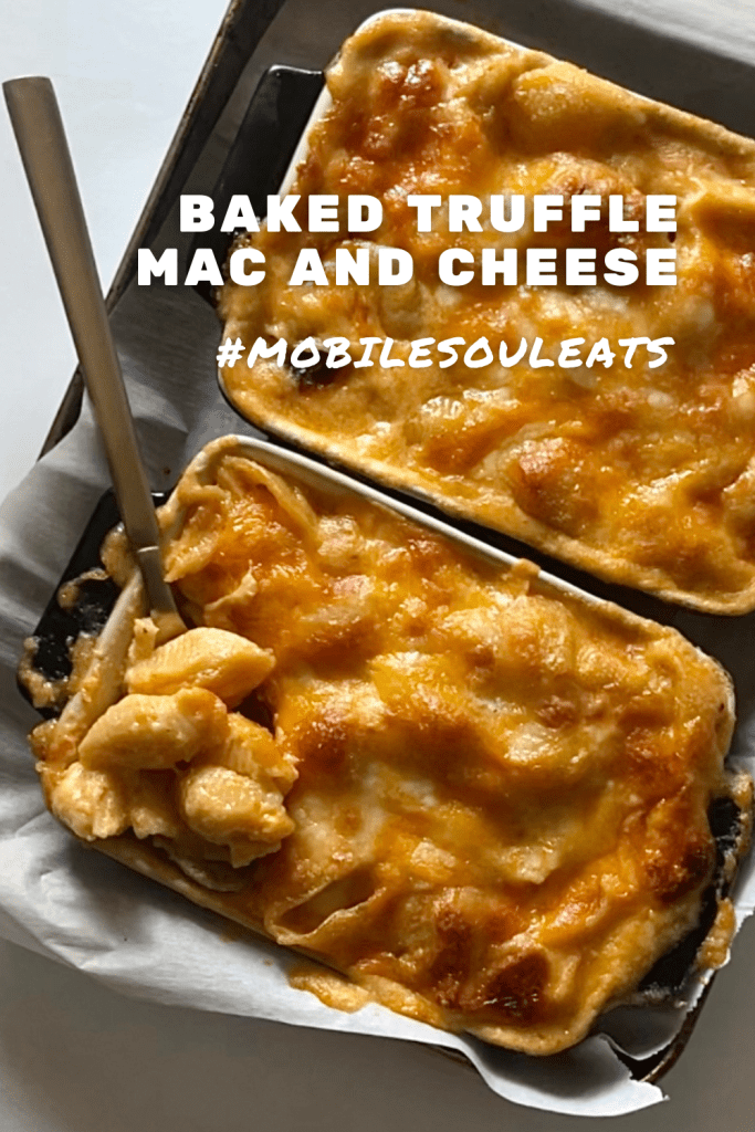 baked truffle mac and cheese pinterest image