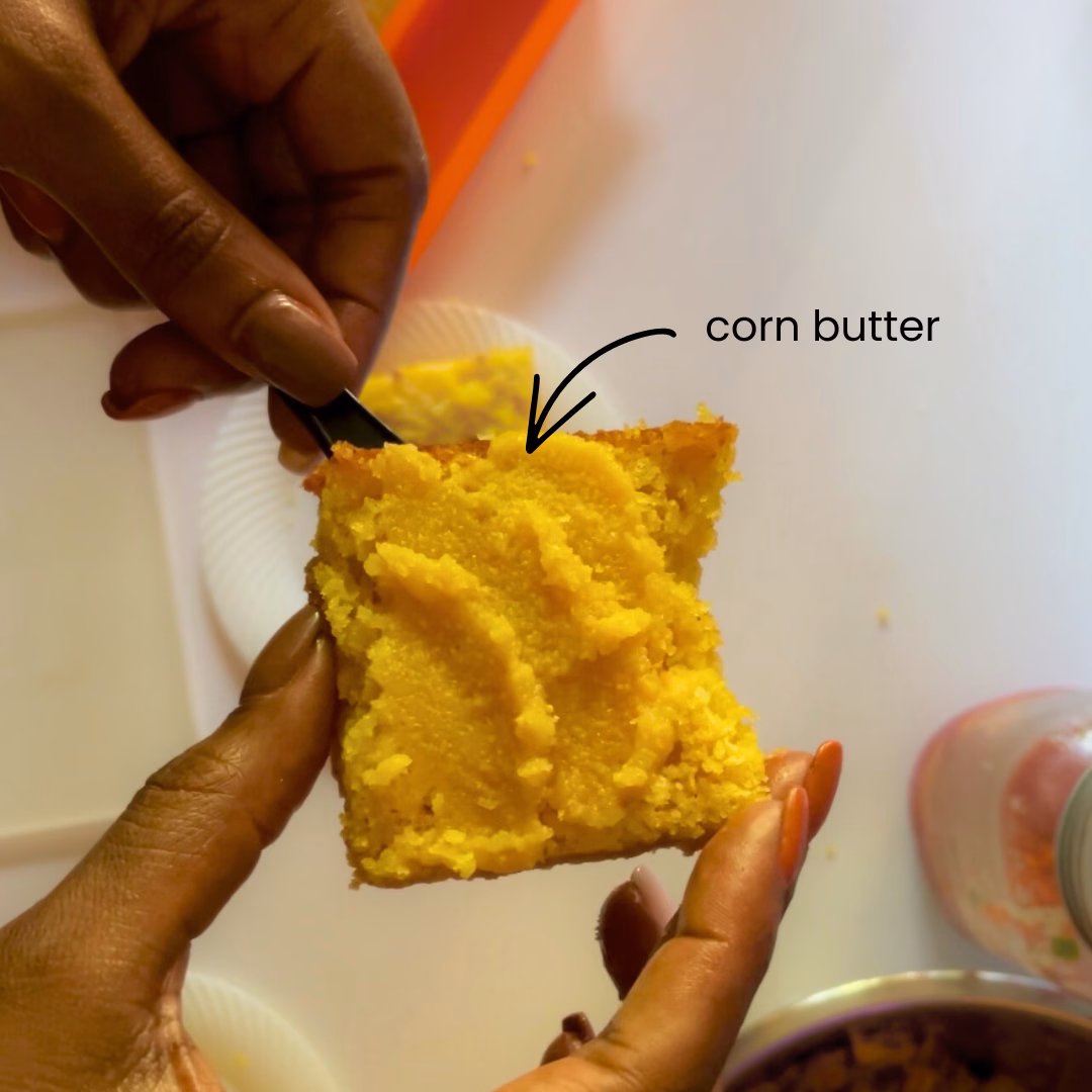 corn butter on a cornbread biscuit 